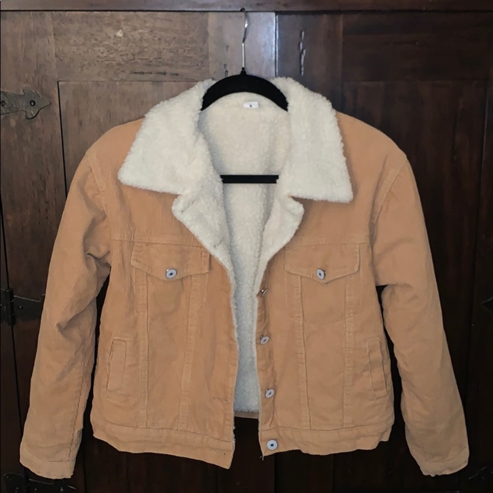 Fur lined corduroy sherpa trucker jacket